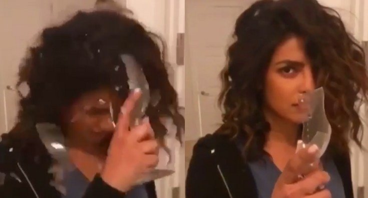 Actress Priyanka Chopra Breaks Wine Glass On Her Head