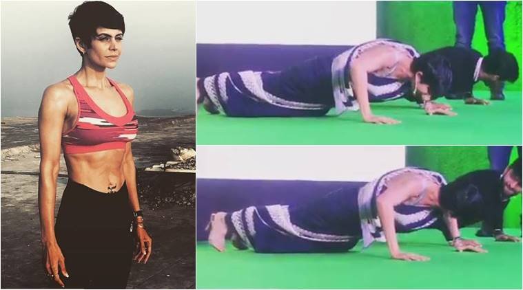 Video of Actress Mandira Bedi Doing Push-Ups in Saree Goes Viral