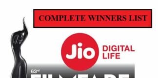 63rd Jio Filmfare Awards 2018 Complete Winners List