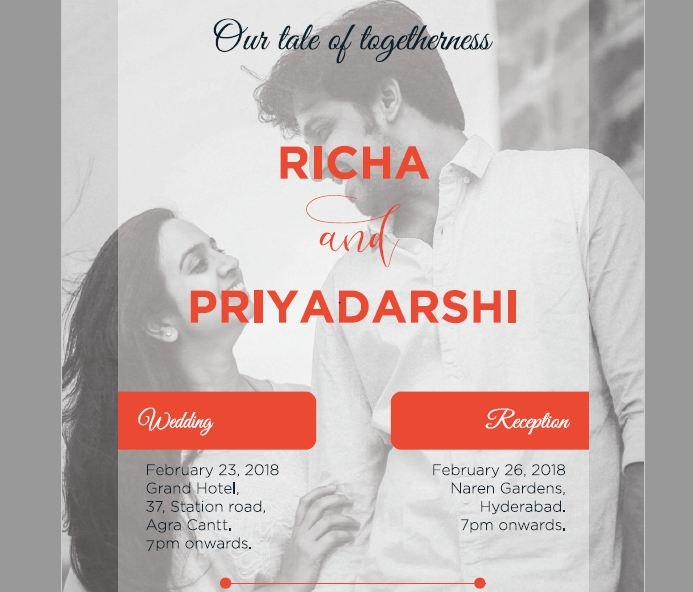 Actor Priyadarshi Wedding Invitation Card