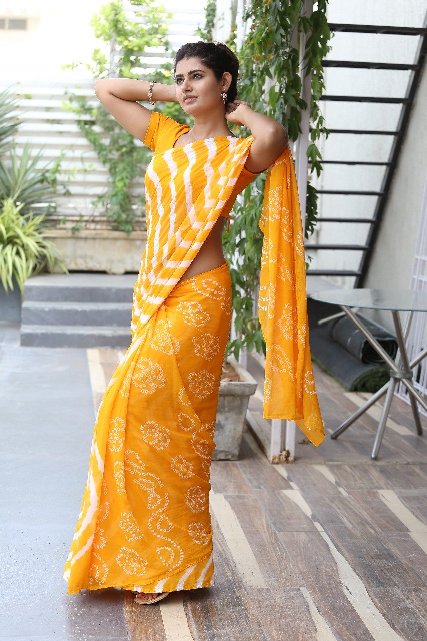 actress ashima narwal latest photos in yellow saree 1
