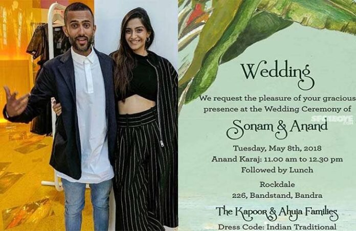 Sonam Kapoor Wedding Invitation Card