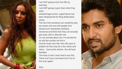 Nani Sents Legal Notice To Sri Reddy